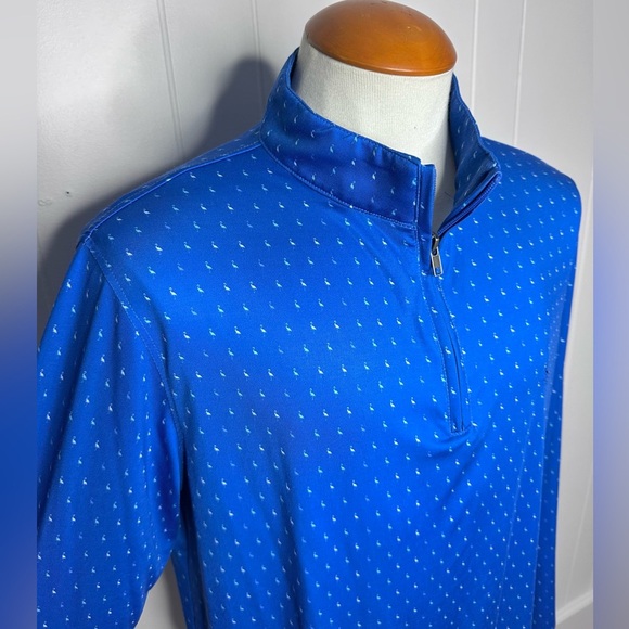 Tailorbyrd Royal Blue Byrd Print Performance Quarter Zip - Picture 5 of 11